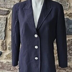 ESCADA Stretch Wool Black Blazer | Modern Womens Designer Tuxedo Jacket | Mirror